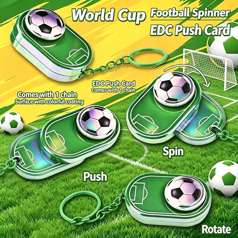 Football Themed Iridescent Plating Rotatable Fidget Slider Keychain Soccer Decompression Toy for Small Surprise Gift Use