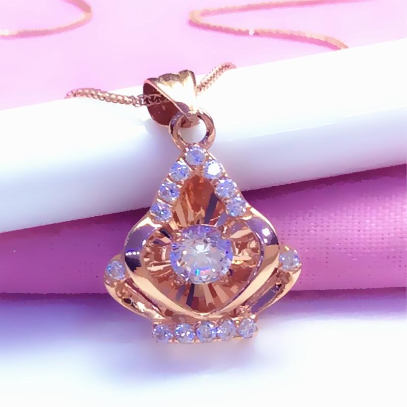 Exquisite Color Gold Russian Purple Gold Plated Rose Gold Necklace Skirt Pendant Simple Atmosphere 585 Purple Gold Set Chain