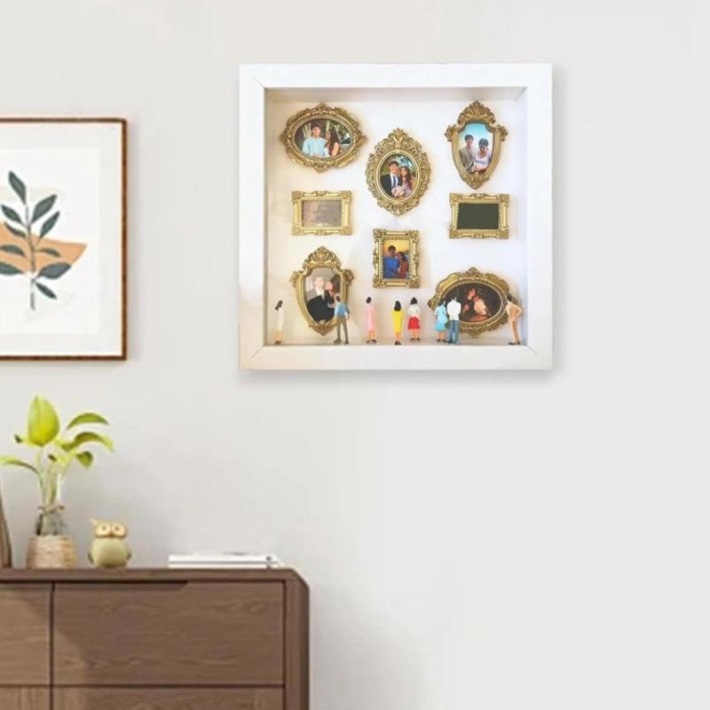 DIY Mini Museum Photo Album Mini Museum Silhouette Box Stylish Creative Memory Display Kit With Miniature Statue And Gold Frame