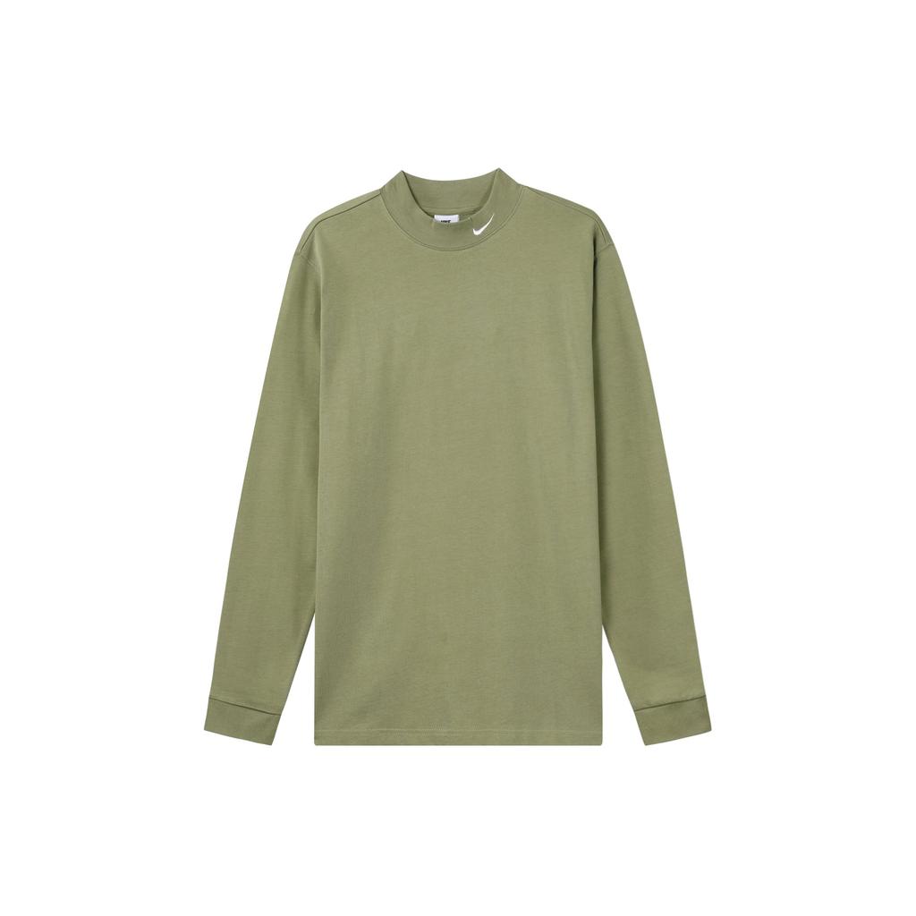 Nike Solid Color Logo Print Crew Neck Long Sleeve T-Shirt Men Tops Dark-Green DX5869-386