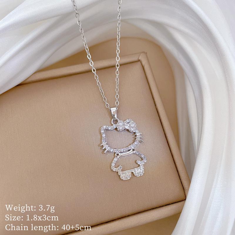 Copper Micro-Inlaid Love Fashion Light Luxury Temperament Gorgeous Full Diamond Necklace Female Versatile Collarbone Chain Titanium Steel