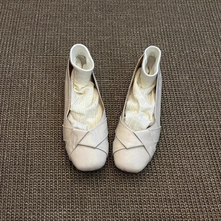 Soft Leather Version~ French Niche Outer Wear One-pedal Flat Shoes Femininity Versatile Casual Shallow Mouth Small Single Shoes
