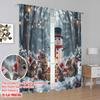 Set Of 2 Flat Printing Merry Christmas Drapes Snowmen Friends Fabric Without Electricity Party Decorations Use All Curtains Made Polyester