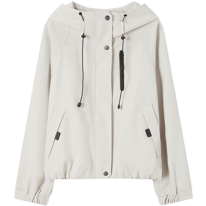 JUZUI Women s Sporty Short Hooded Tech Jacket M