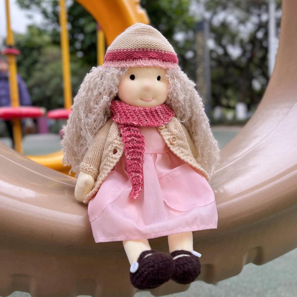 BlissfulPixie Waldorf Handmade Abigail Cute Plush Girl Perfect for Kids Doll, Doll, 30cm, Soft, Doll,