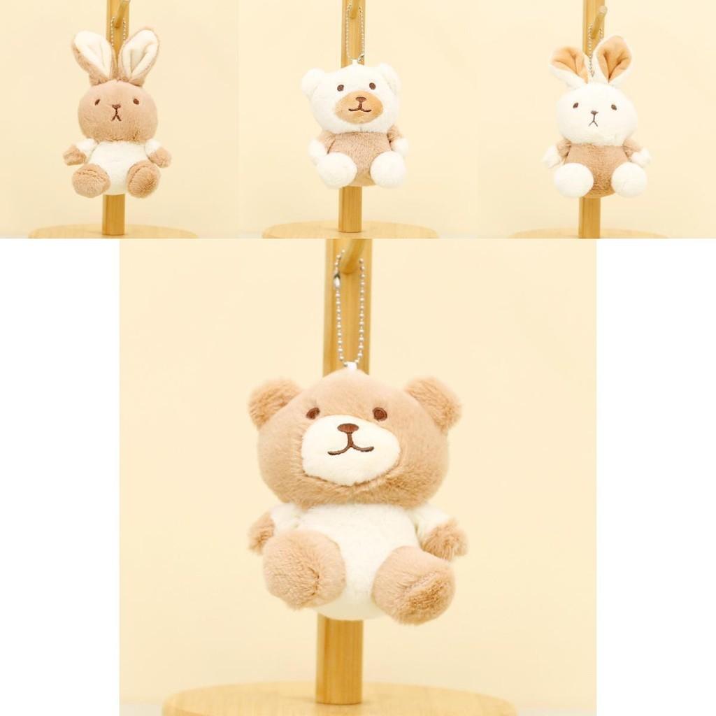 Adorable Plush Keychain Teddy Bear Beige Soft Short Plush Pp Cotton Filling 12cm