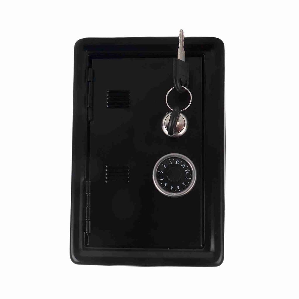 Kids Learning Toy Money Box Password Cash Coins Saving Safe Box Style Gift with 2 Keys (Black)