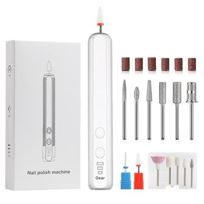 Allilio Cordless Portable Gel Nail Drill 3-Level Power Adjustable LED Light Electric Nail Care Nail Care 1 Pcs White