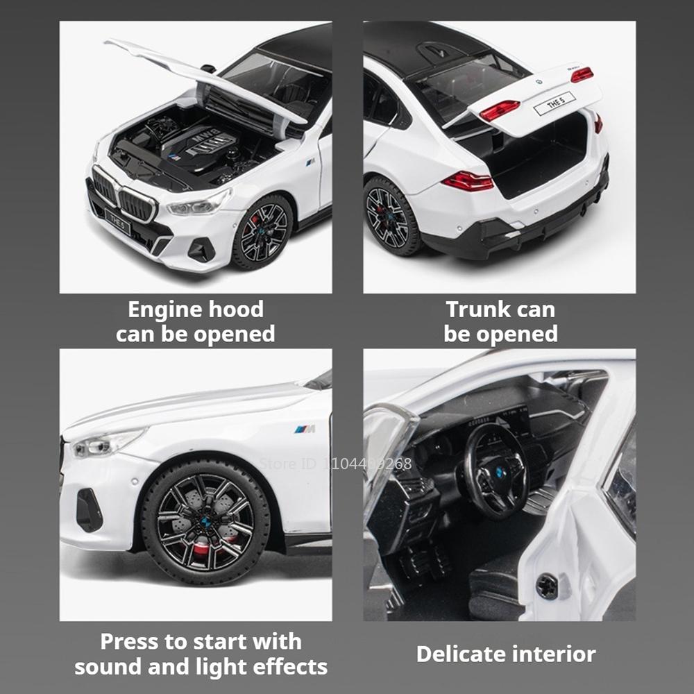 Scale 1:24 5 Series 530LI M3 Car Model Toy Alloy Body Strong Durable Music Light Supercar Models Toys Birthday Gifts for Kids