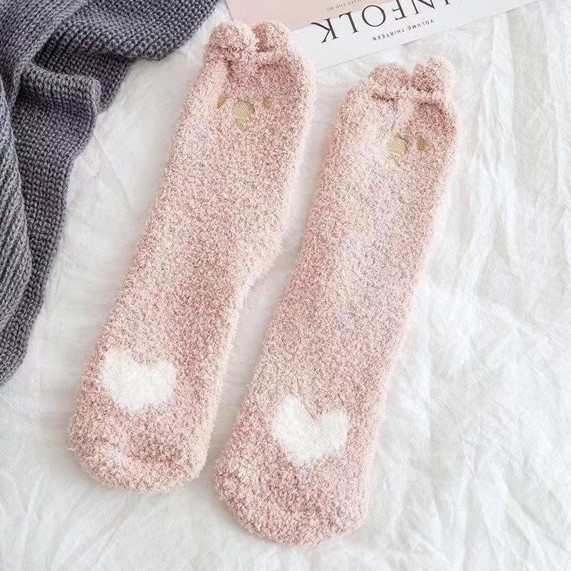 Thermal Socks For Womens Coral Fleece Socks Floral Print Sock Colorful Winter Cute Fashion Fuzzy Female Funny Long Socks