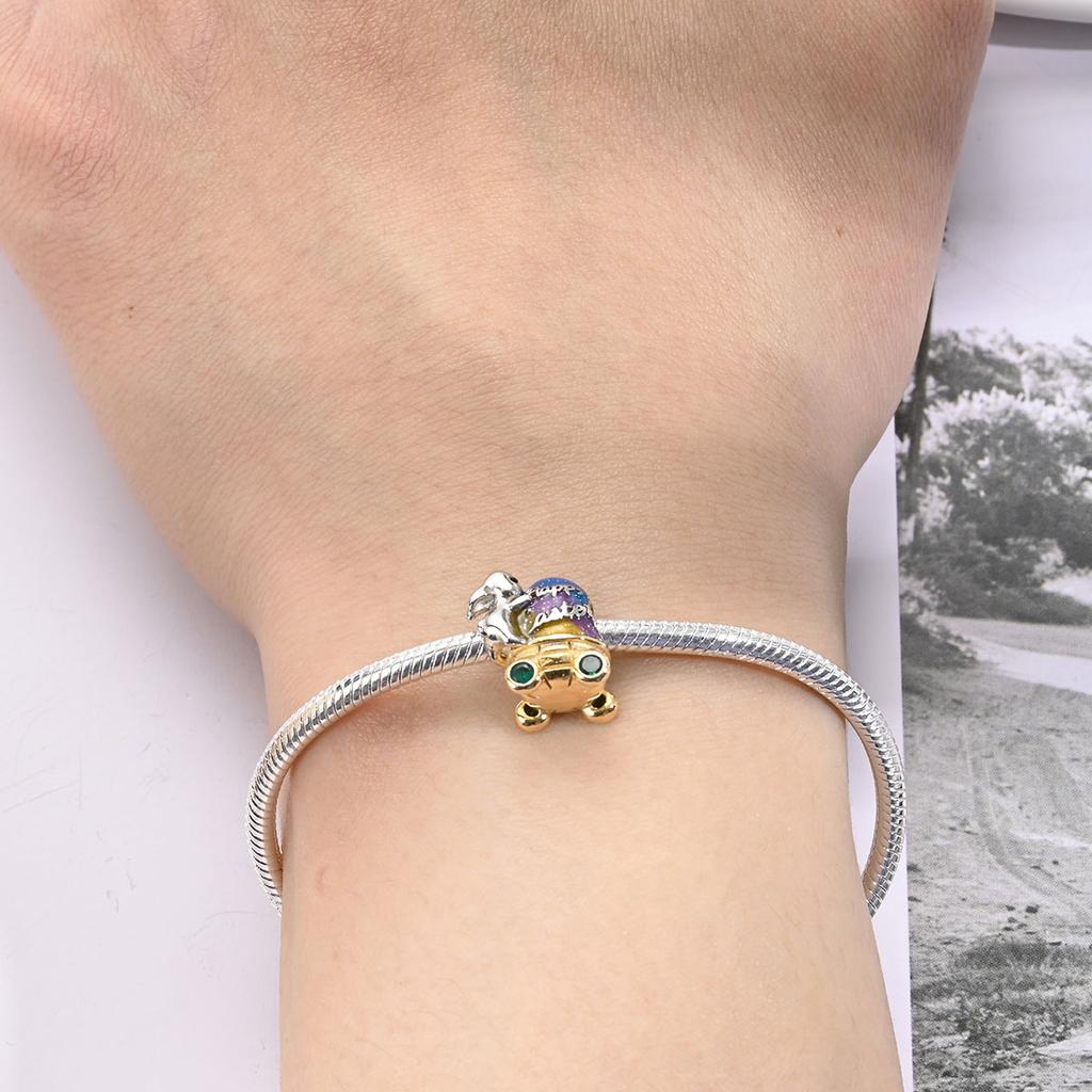 Pendant Charm Bead Copper Colorful Bunny Egg Beads Fit Original Bracelet For Jewelry Making Valentine'S Day Gift