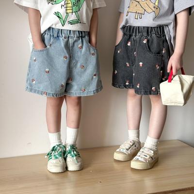 Children's Denim Shorts Embroidered Popcorn Casual Pants  New Summer Baby Boy's Pants 80-150cm