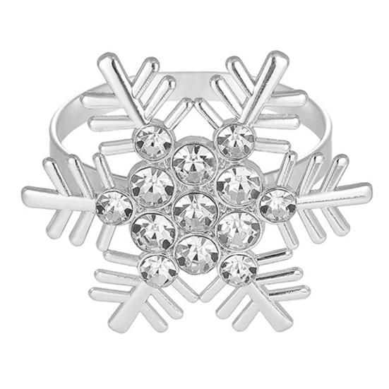 1/2/6Pcs Golden Metal Napkin Ring Faux Pearl Decor Snowflake Design Winter-themed Napkin Holders Weddings Parties Table Decor