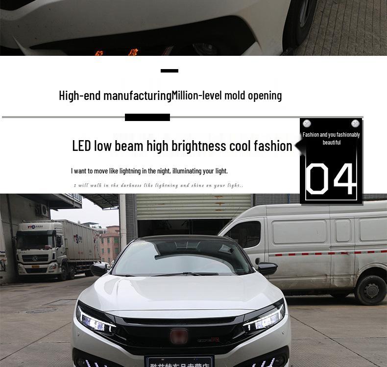 Tenth-Gen Civic Dragon Wing LED Headlights: Flowing Turn Signal & Daytime Running Lights