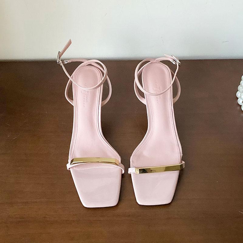 Fashion Fashion Metal Ladies High Heels Pumps Shoes 2025 New Summer Spring Female Buckle Strap Footwear Women Thin Heels Shoes Sandals