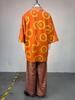 European & American Women's Summer 2026 Sweet Floral V-Neck Batwing Sleeve Top & High Waist Straight Leg Pants Set