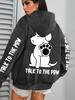 Talk To The Paw Cartoon Dog Printwomens Hoodies Loose Y2K Hoody Fleece Pocket Hoodie Autumn Multicolor Female Sportswear