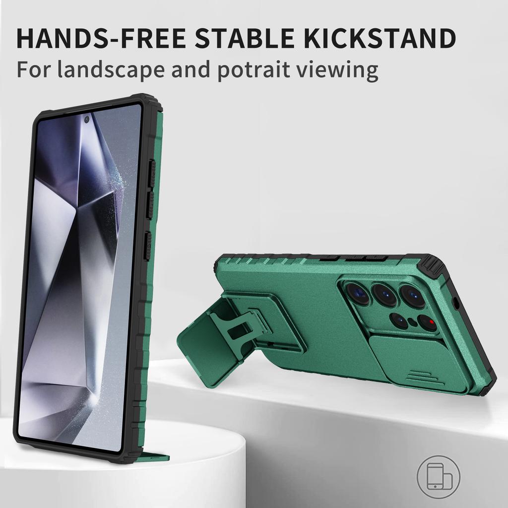 For Samsung Galaxy S25 Ultra Case Camera Slider PC + TPU Phone Cover with Kickstand