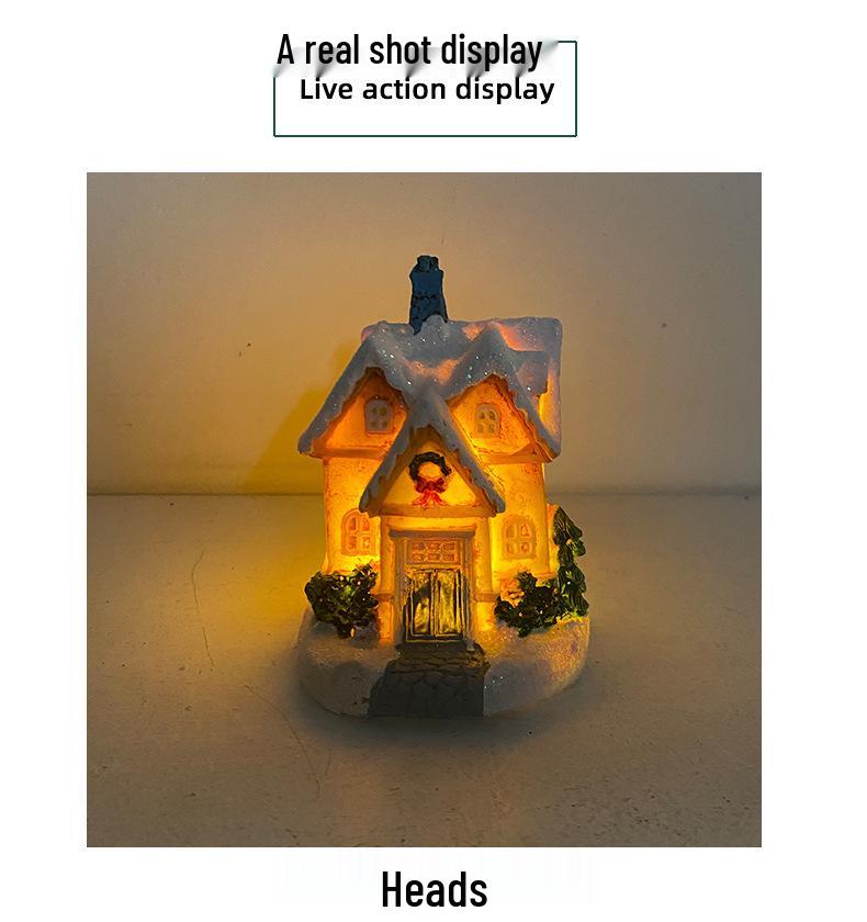 Jingchen 2026 Christmas Resin Cabin Luminous Desktop Ornament