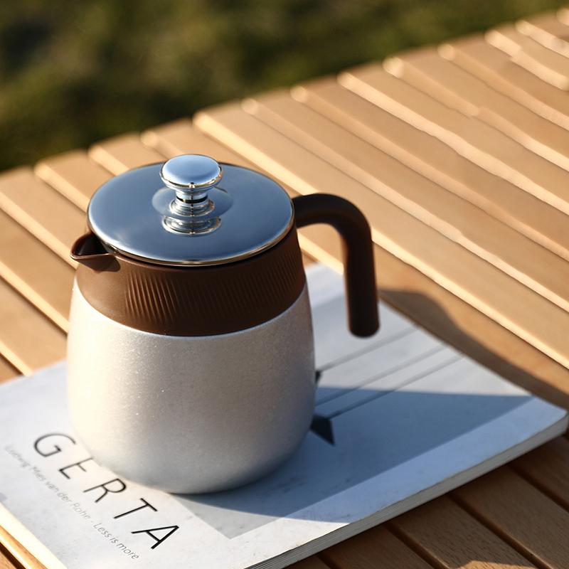 New High-end Titanium-coated Thermos Kettle, Tea And Water Separation Teapot, Large-capacity Coffee Pot With Handle