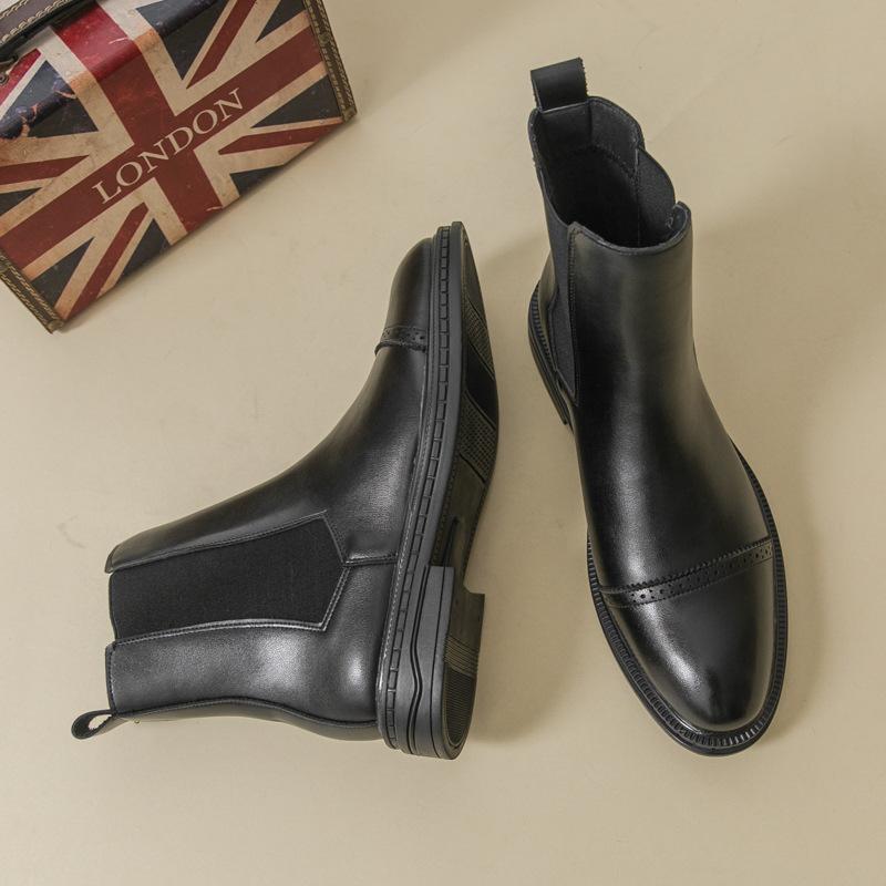 22 autumn and winter new NIU leather retro thin British style Chelsea boots short boots Martin boots leather shoes