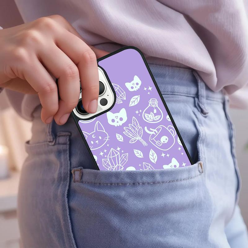 Girly Pastel Witch Goth Witch Cat Phone Case For iPhone 17 Air 15 16e 14 13 Pro Max Coque 12 11 Pro Max PLUS cover
