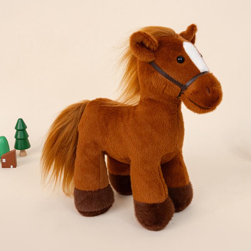 

2026 Chinese Zodiac Real Life Horse Plush Toy Stuffed Animal Super Realistic Pony Plush Toys 25cm коричневый