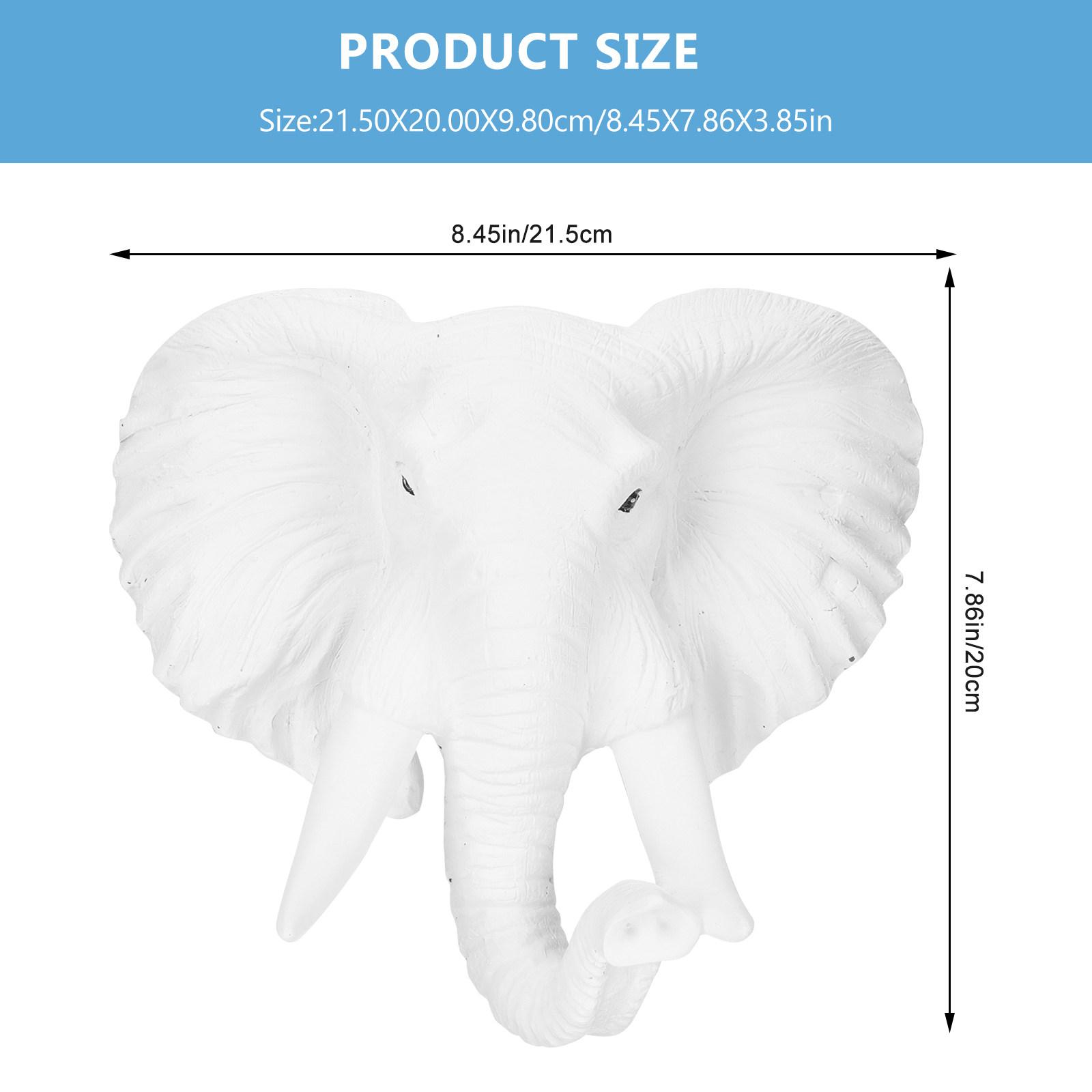 Animal Head Wall Art Resin Elephant Head Sculpture Home Decor Hanging Decoration Living Room Bedroom Wall Ornaments белый