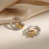 Xia Ling 18K Gold Double Layer Circle Earrings - Stylish Stainless Steel Metal Ear Cuffs for Women.