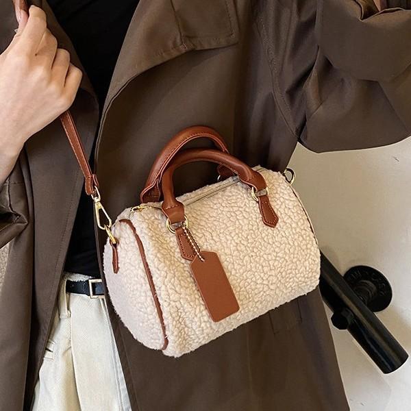 Boston handtas tas dames lamswol pluche schouder crossbody tas casual grote capaciteit kussentas
