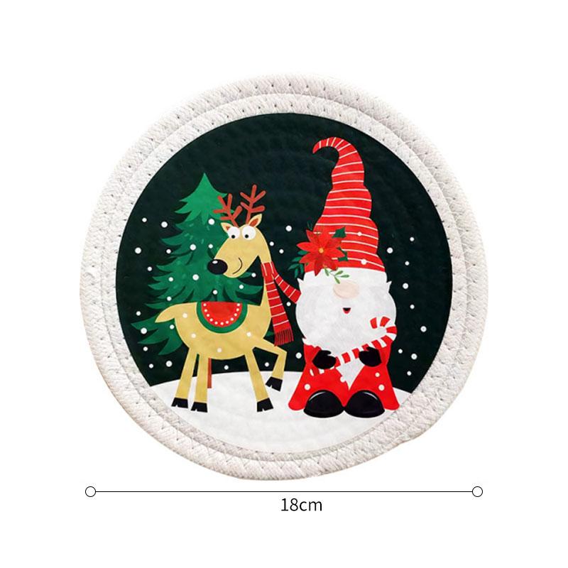 1PCS Christmas Coaster Woven Insulated Coasters Anti-skidding Fireproof Pad Coffee Drink Mug Mat Dining Table Decor Tableware