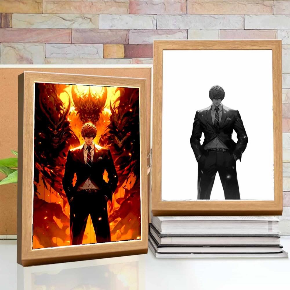 Anime Figure Death Note Light Painting Photo Frame Night Light L Killer Action Figures Room Decor Christmas Gifts Kids Moon Lamp