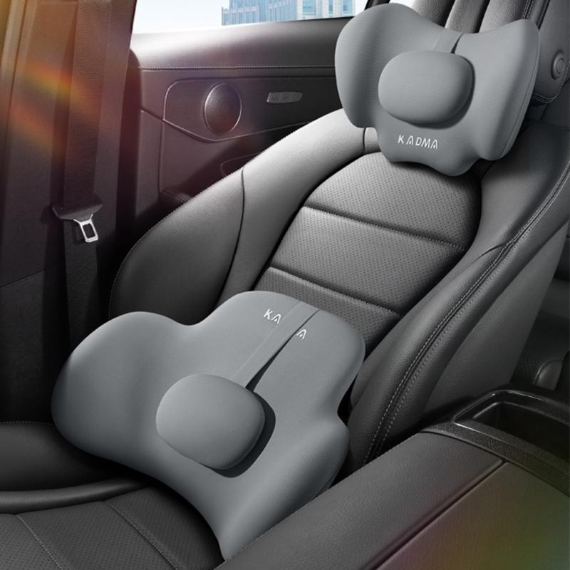 Comfortable Memory Foam Car Seat Headrest/Lumbar Support Adjustable Design Lightweight for Long Drives & Office Work