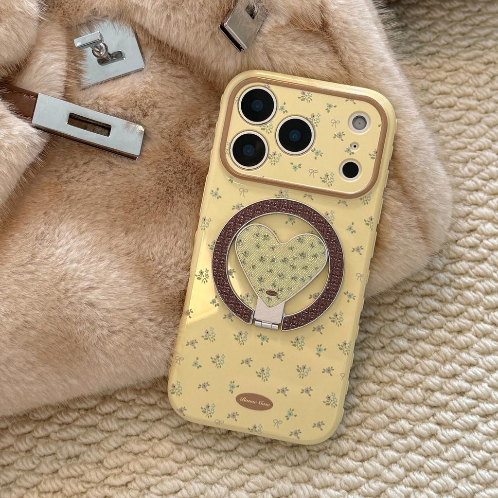 Small floral magnetic stand case suitable for Apple 17 Pro Max, iPhone 16 glitter, 13 fresh style, 15 soft