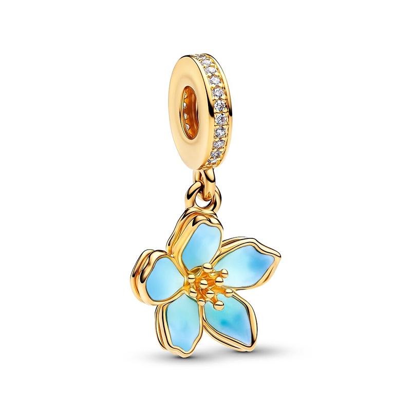 Ensemble de Pendentifs Charms Perles DIY pour Bracelet Argenté Série Fleur Cœur Caméléon Cube Cadeau Bijoux