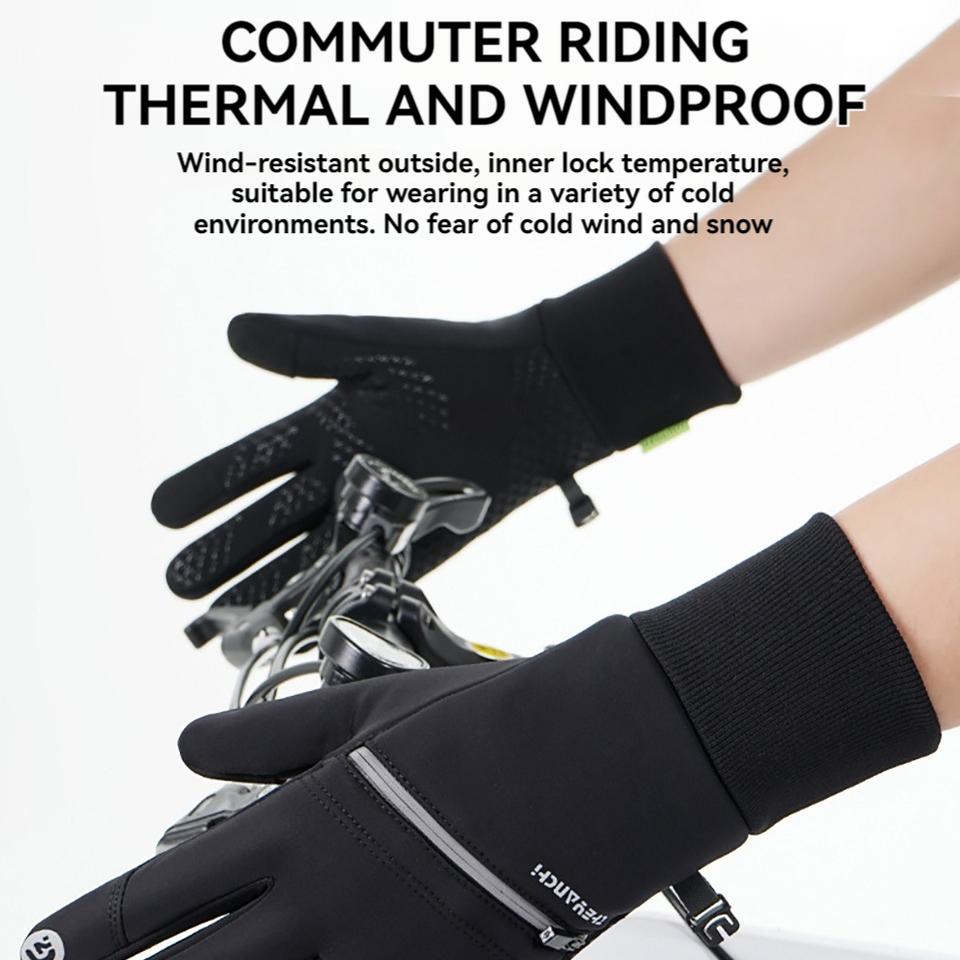 Winter Gloves Flip Fingers Touch Screen Silicone Anti-Slip Outdoor Fleece Cycling Gloves Keep Warm