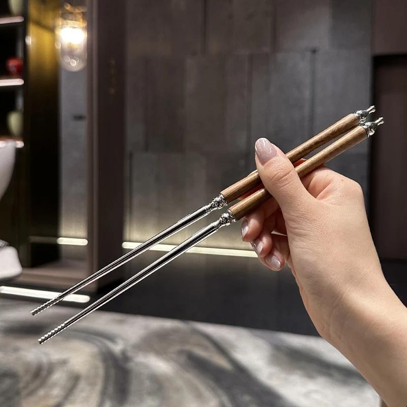 Kreative Huanghua-Birnen-Essstäbchen aus dem Südchinesischen Meer, einfaches Haushaltsgeschirr, Retro-Essstäbchen aus Edelstahl, dekorativ