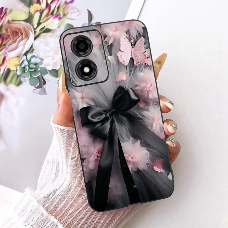 Cute Printing Phone Case For Motorola Moto E14 Soft Black Silicone TPU Cases For Moto E14 Covers Bumpers