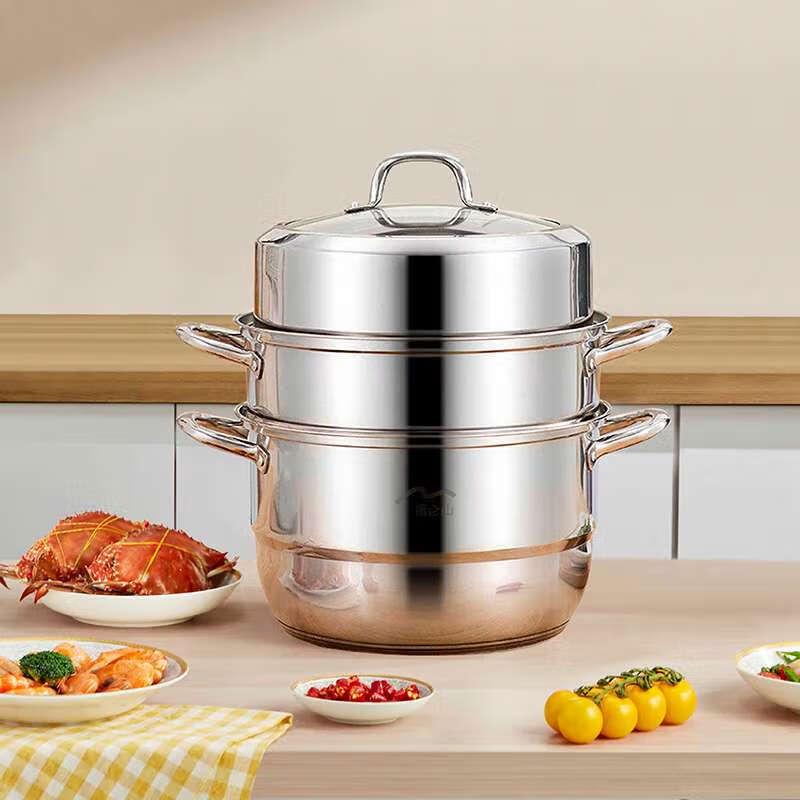 Velosan Beechwood Handle Wok and 3-Layer Steamer Set