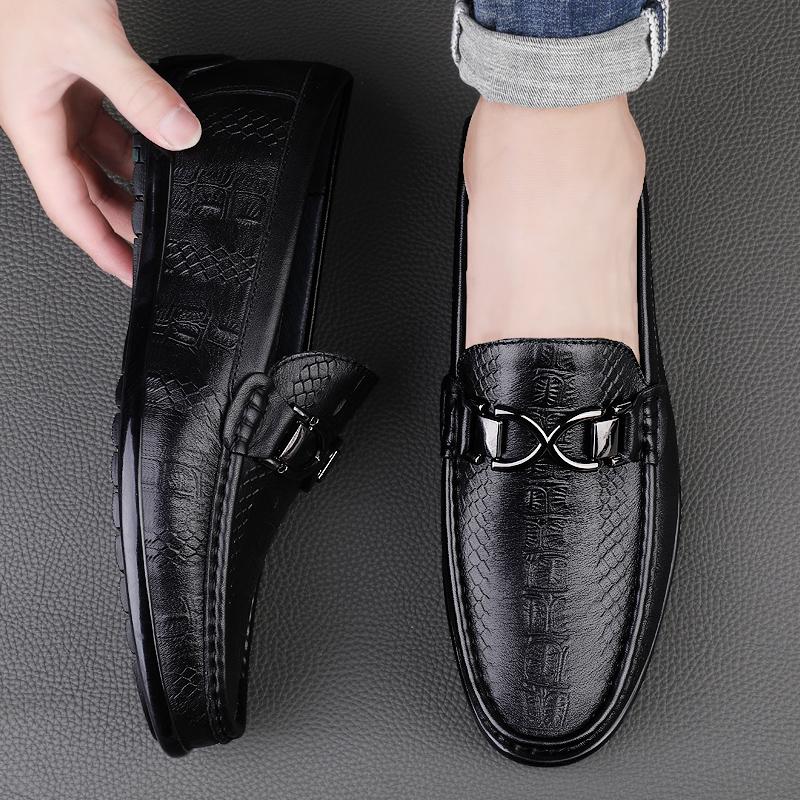 Fashion Genuine Leather Mens Formal Blue Loafers Handmade Business Casual Shoes High-quality Formal Shoes for Men Driving Shoes Mocassin