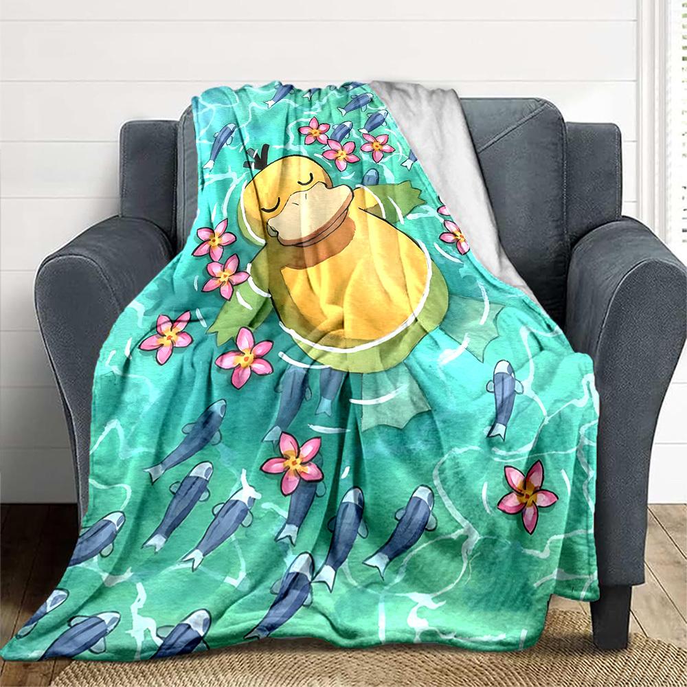1pc Duck, Flowers Blanket Lightweight Flannel Blanket Throw Blanket For Sofa, Bed, Travel, Camping, Livingroom, Office, Couch