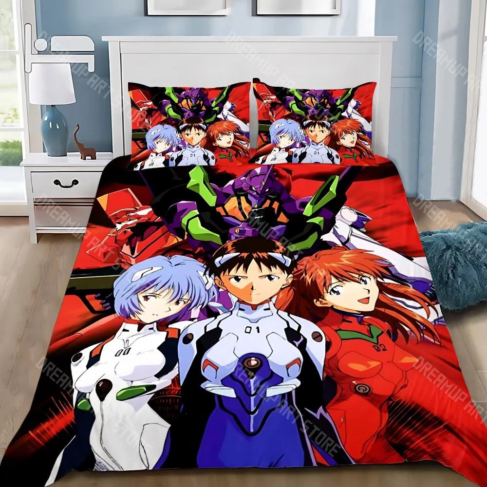 3D Print Anime E-evangelion V-eva A-genesis Duvet Cover Pillowcase Bedding Set Adult Boy Girl Bedroom Decoration Children Single