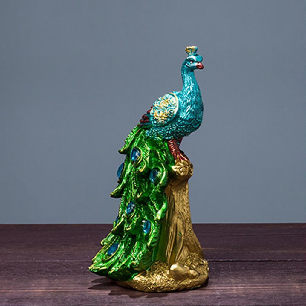 9x9x15cm Resin Mini Peacock Figurine Miniatures Home Decoration Statue Ornament Wedding Gift
