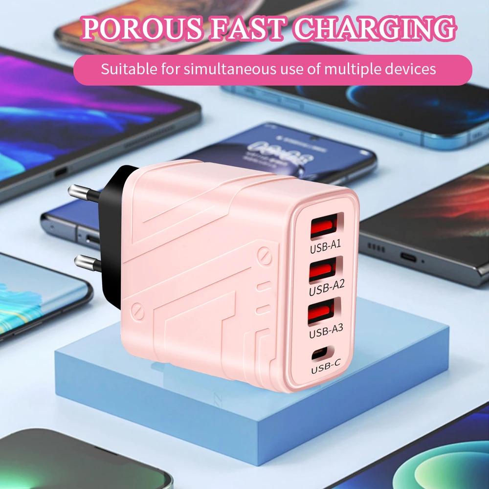 40W Type C USB Fast Wall Charger Multi Port QC3.0 Portable Travel Power Adapter Universal Phone Charger For iPhone Xiaomi Huawei