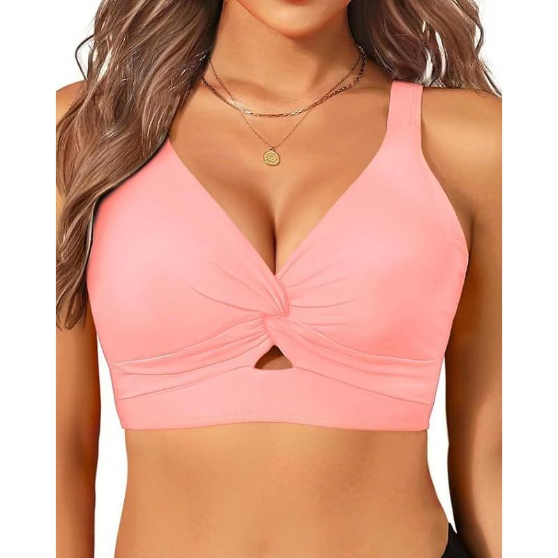 Women's bikini new swimsuit seaside vacation casual neck top