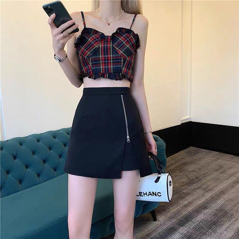 

Женская летняя юбка миди с разрезом, на высокой посадке, черная, на молнии, с утягивающим дизайном и защитой от просвечивания XL with Lining чёрный