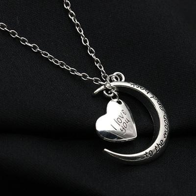 Winter Women Heart Moon Pendant Necklace Sweater Chain Ladies Girls Clothes Accessories Gifts