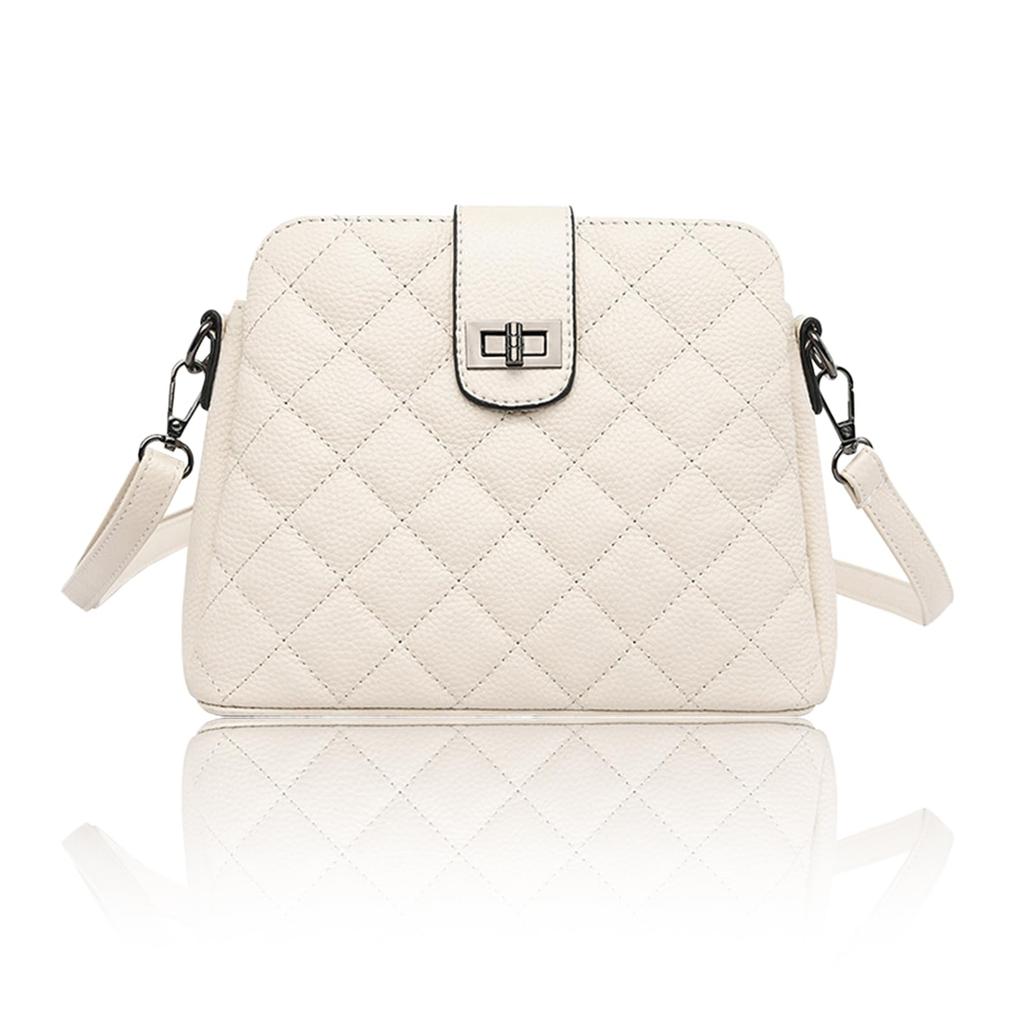 Haroi Women's Crossbody Shoulder Bag, Genuine Leather, Small, Lightweight, Large Capacity, Quilted Mini Shoulder Bag, Casual Bag, Pochette, Mini Bag