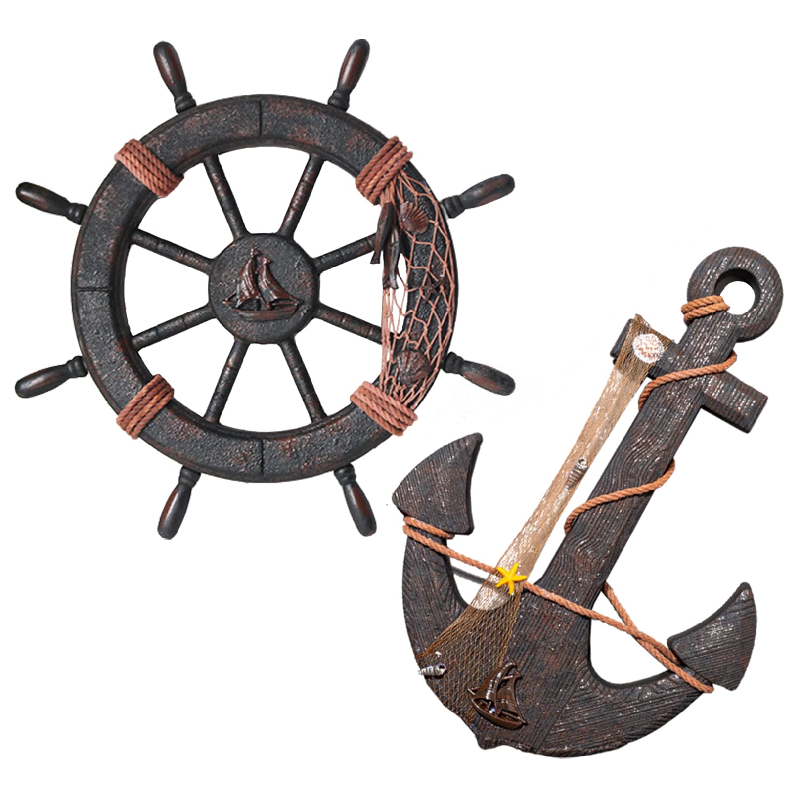 sac taske Pirate Object Wooden Rudder Anchor Antique Style - & - (Net Type)