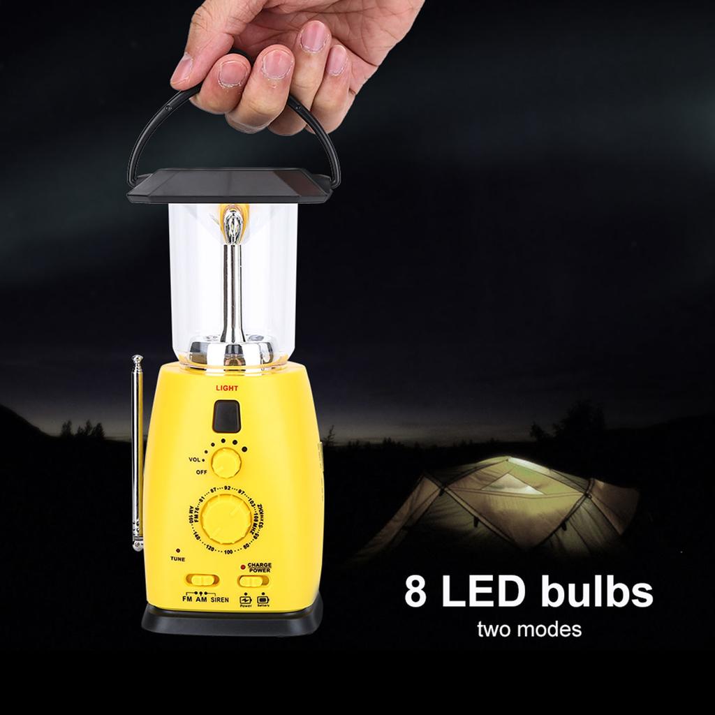Hand Crank Solar Power LED Camping Emergency Flashlight Torch Lamp Phone Charger